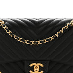 Calfskin Chevron Quilted Mini Rock The Corner Flap Black