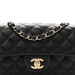 Lambskin Quilted Mini Rectangular Flap Black