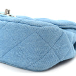 Denim Quilted Sweetheart Mini Flap Blue
