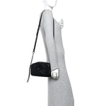 Calfskin Matelasse Monochrome Small GG Marmont Chain Shoulder Bag Black