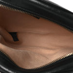 Azalea Calfskin Matelasse Heart Mini GG Marmont Round Shoulder Bag Black