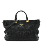 Nappa Gaufre Top Handle Satchel Black