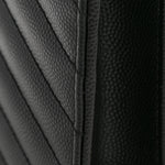 Grain De Poudre Matelasse Chevron Monogram Envelope Chain Wallet Black