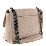 Crinkled Calfskin Matelasse Monogram Medium Niki Chain Satchel Light Natural