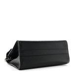 Saffiano Cuir Calfskin Monochrome Envelope Flap Chain Shoulder Bag Black