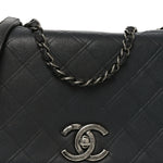 Calfskin Diamond Embossed Medium New Chic Flap Dark Grey
