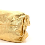 Metallic Bark Calfskin Embossed The Pouch Oversized Clutch Oro
