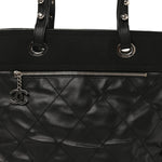 Coated Canvas Quilted Large Paris Biarritz Tote Black