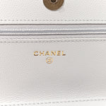 Caviar Quilted Textured CC Wallet on Chain WOC Grey