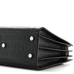 Calfskin Crocodile Embossed Baby Sac De Jour Black
