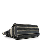 Striped Canvas Small Deauville Tote Dark Grey