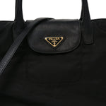 Tessuto Nylon Saffiano Shopping Tote Black