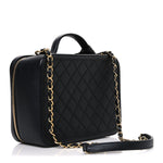 Caviar Quilted Large CC Filigree Vanity Case Black