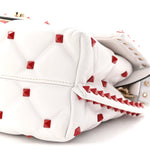 Lambskin Be My VLTN Print Candystud Top Handle Bag White Red Black