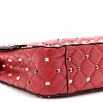 Nappa Medium Rockstud Spike Shoulder Bag Rosso Valentino