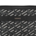 Coated Canvas La Greca Signature  Black Gray