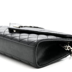 Grain De Poudre Textured Mixed Matelasse Triquilt Small Monogram Satchel Black