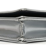 Metallic Patent Micro-Cannage Diorama Wallet on Chain Pouch Silver