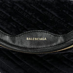 Crushed Velvet Logo Embossed XXS Souvenir Belt Bag Black