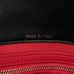 Calfskin Quilted Front Logo Enchained Clutch Black