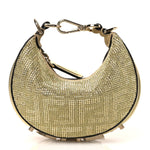 Crystal Vitello Laminato Suede FF Nano Fendigraphy Hobo Bag Platino