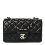 Lambskin Quilted Mini Rectangular Flap Black