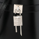 Box Calfskin Shark Lock Bucket Bag Black