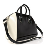 Textured Patent Calfskin Small Tri-Color Antigona Black White Brown