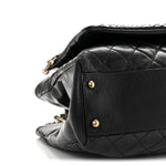 Snakeskin Glazed Calfskin Quilted Urban Mix Tote Black