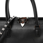 Vitello Small Rockstud Double Handle Tote Black