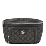 GG Supreme Monogram Textured Dollar Calfskin Ophidia Belt Bag Grey Black Graphite Grey