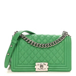 Caviar Quilted Medium Boy Flap Green