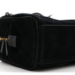 Suede Calfskin Large Perfect Bowling Bag Black