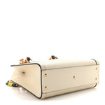 Textured Dollar Calfskin Web Small Diana Tote Bag Mystic White