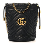 Calfskin Matelasse Mini GG Marmont 2.0 Bucket Bag Black