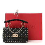 Nappa Small Rockstud Spike Shoulder Bag Black