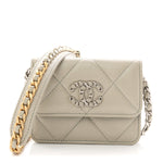 Lambskin Quilted Chanel 19 Flap Coin Purse With Chain Grey