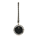 Lambskin Quilted Chain Round Mini Clutch Black