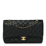 Caviar Quilted Medium Double Flap Black
