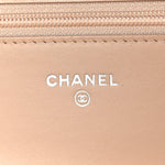 Patent Calfskin Chevron Quilted Wallet On Chain WOC Beige
