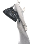 Calfskin Quilted Medium Deco Tote Bag Black