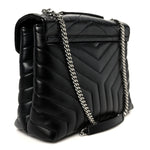 Calfskin Y Quilted Monogram Medium Loulou Chain Satchel Black