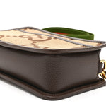 Monogram Jumbo GG Textured Dollar Calfskin Web Mini Crossbody Bag Camel Ebony New Acero