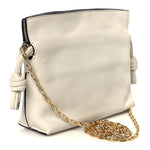 Calfskin Nano Flamenco Knot Clutch Soft White