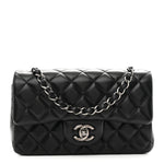 Lambskin Quilted Mini Rectangular Flap Black