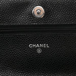 Caviar Quilted Wallet on Chain WOC Black