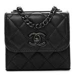 Lambskin Quilted Mini Trendy CC Clutch With Chain So Black