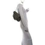 Sakai Be Green Calfskin Diagonal Stitched Small Blondie Tote Craclet Brown