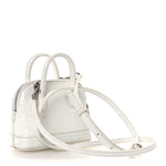 Calfskin Logo Crocodile Embossed Mini Ville Top Handle Bag White Black