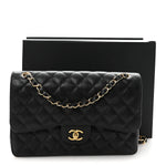 Caviar Quilted Jumbo Double Flap Black